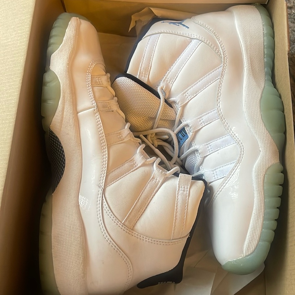 White Legend Blue Jordan 11s